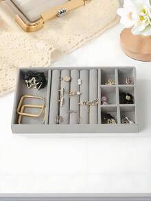 Velvet Jewelry Tray, Large Capacity Jewelry Storage Box With Independent Compartments, Stackable Jewelry Display Tray - Multicolor - View 10