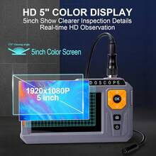 Triple Lens 5" IPS Borescope Inspection Camera, Ginocaco 1080P Digital Video Endoscope With Light, Waterproof Scope Camera With 16.5FT Semi-Rigid Cable, Drain Pipe Tool, Carrying Case, 32G Card - 16.4FT Dual Lens Light - View 2