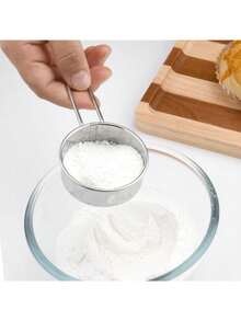 1pc Stainless Steel Hand-Held Mini Flour Sieve 40 Mesh Sugar Powder Sieve Cocoa Powder Spreader Baking Household Mesh Sieve