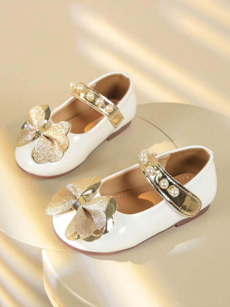 Girls' Flat Bow Tie Casual Princess Shoes, Comfortable & Versatile - White - View 1