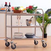 Carro utilitario Grande de Acero Inoxidable Carro de Servicio de Cocina con Ruedas de 3 Niveles Carro de Almacenamiento con Ruedas de Bloqueo para hoteles Restaurantecc - 854590cm - Ver 2
