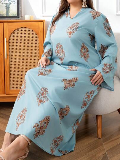 DEARCASE Vestido casual de estilo árabe para mujer de talla grande, moda minimalista para uso diario modesto