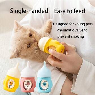 Pet Bottles, Kitten And Puppy Bottles, Pet Feeding And Drinking Supplies, Pet Feeding Tools, Suitable For Feeding: Kittens, Puppies, Rabbits, Hamsters And Other Small Animals, Silicone Pacifier, Pet Bottles Will Display The Capacity Ratio (80ml-20ml), Pet Supplies, Small Pet Bottles