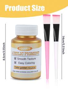 120ml/4oz Metallic Acrylic Paint (2 Brushes Included) - Gold And Silver Water-Based Metallic Leaf Paint, Suitable For Arts & Crafts On Canvas, Wood, Clay, Fabric, Ceramic, Stone, Glass - Multicolor - View 9