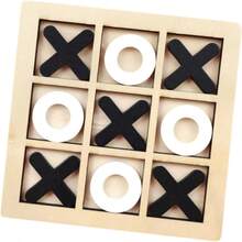 Wooden Tic Tac Toe Game Brain Teaser XOXO Chess Board Tabletop Blocks XO Table Toy For Adults  Family Black White 5.51x5.51x0.20inch - 黑與白 - 查看 8