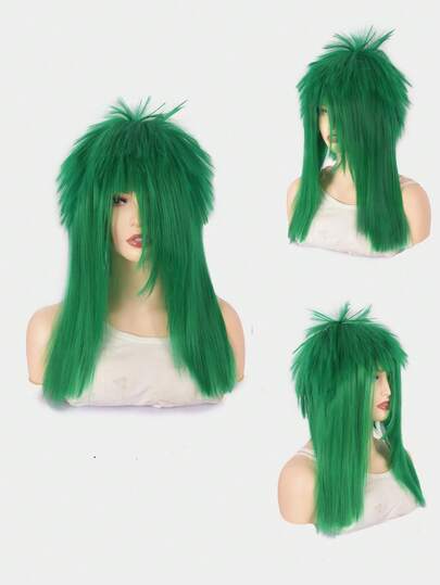 SHDanrtsey Shamat Wigs Are Non-Mainstream Burial Love Family. Men Have Explosive Hair, Women Have Long Straight Hair, Hair Performance Headsets, And Women's Headsets Are Made Of Synthetic Fibers In Multiple Colors