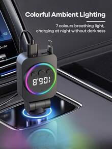 REMAX 藍牙車充，配備 RGB 燈光與 29 英吋可伸縮線纜；支援 PD 30W 快充；藍牙 5.3，支援免手持通話/音樂播放；自動重新連接；Type-C 介面，相容 Apple/Android 手機；汽車配件；汽車用品；旅行必需品 - C76 - 查看 6