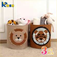 Cesta de almacenamiento plegable, organizador grande y portátil para ropa sucia, bolsa de polvo de fieltro - Verde con tapa - Ver 1