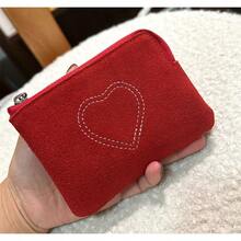 Suede Leather Women's Coin Purse Autumn And Winter New Card ID Storage Bag Genuine Leather Zipper Small Wallet For Women - Brown - View 2