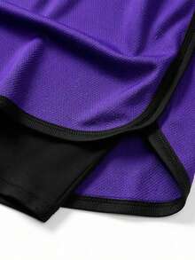 男士运动两件套短裤，跑步健身训练运动裤 - 紫色 - 查看 8