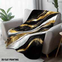 Modern Style: Black, Gold, Marble Flannel Blankets & Throws Sofa Towel Soft  Comfortable Throws Blankets Birthday Gifts Family Holiday Daily Couple Party Anniversary Wedding Souvenir Halloween Christmas Graduation Season Thanksgiving Bed Sofa - Multicolor 23 - View 5
