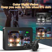 Bike Mirror Camera With 130°Wide Angle, 4.3" HD 1080P Monitor Bike Rear View Mirror, Night Vision Bike Camera For Handlebars, Adjustable Bicycle Mirror For E-Bike,Mountain, Road Bike - Black - View 4