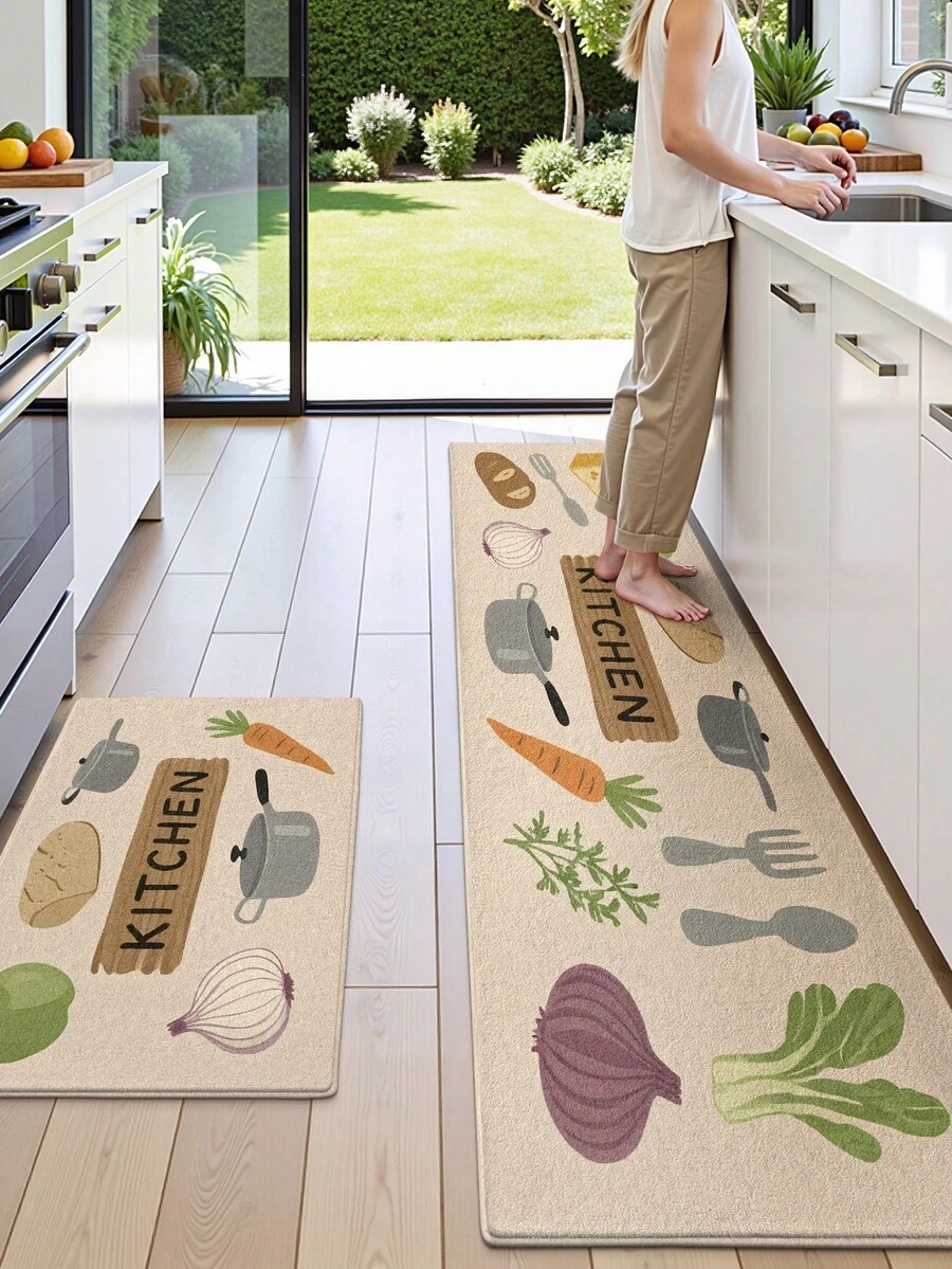 DAJIANG 1 件防滑门垫,舒适简约时尚厨房地毯,长款厨房垫/走廊地毯,适用于浴室、厨房、户外、室内、走廊、卧室、客厅、床边,可机洗 - 彩色 - 查看 1