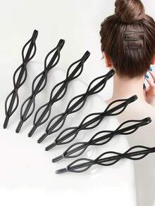 20个黑色几何发夹，简约黑色水钻，椭圆形、菱形、三角形侧刘海发夹，隐形发夹，适用于马尾辫、发髻、编发，直发/卷发/波浪发造型套装，美发工具套装 - 彩色 - 查看 2