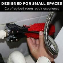 HALMAN 18 in 1 Plumbing Tools, Sink Faucet Installer Socket Wrench, Diseño de plegado innovador,antideslizante,Llave de fregadero multifuncional,Mango cómodo + Diseño extralargo, para instalación de tuberías en cocina y baño,Multifunctional Tool for Toilet and Water Pipe, Foldable - Rojo - Ver 8
