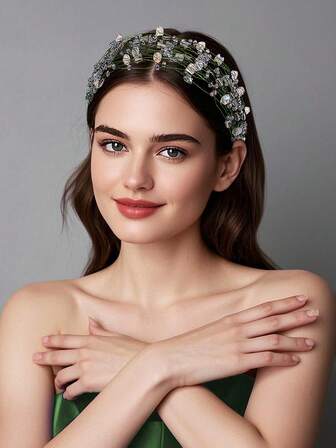 1 pieza Diadema de cristal, tocado elegante hecho a mano con cuentas multicapa, adecuado para citas con temática de bosque, bodas, celebraciones, regalos, uso diario