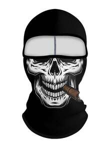 1pc Unisex Autumn/Winter Elastic Moisture-Wicking Motorcycle Riding Balaclava Printed Face Mask, Suitable For Outdoor Activities, Parties, Cosplay - Multicolor - View 12