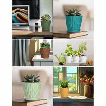 Inch Plant Pots 5 Pack, Flower Planters With Drainage Holes And Trays, Plastic Pots Indoor Outdoor Plants, White - 彩色 + 4英寸 - 查看 7