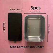 3pcs Large Stainless Steel Square Food Storage Containers With Lids - Leak-Proof, Stackable, Space-Saving, Easy To Clean, Reusable - Ideal For Camping, Outdoor Activities And Home Use - Great For Storing Meat, Fruits And Vegetables - Kitchen Accessories, Suitable As Gifts For New Year, Valentine's Day, Easter, Mother's Day, Father's Day And Other Holidays - Multicolor - View 13