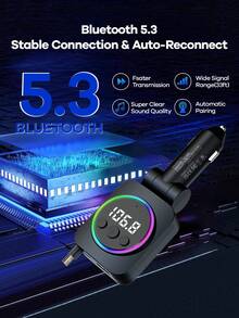 REMAX 藍牙車充，配備 RGB 燈光與 29 英吋可伸縮線纜；支援 PD 30W 快充；藍牙 5.3，支援免手持通話/音樂播放；自動重新連接；Type-C 介面，相容 Apple/Android 手機；汽車配件；汽車用品；旅行必需品 - C76 - 查看 7