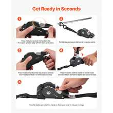 Correas de ratchet retráctiles,1 en x 6 pies, Atar abajo correas con ganchos S, 1200 libras,  resistencia a la rotura, 2 bucles suaves,4 bucles suaves, Atar abajo ratcheting para moverse, remolques, motocicletas, kayaks, techo del coche, 4 paquete - 1 en x 6 pies - Ver 6