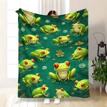 Local1pc Cozy Frog Plush Flannel Throw Blanket - Soft Gr~Ft ~Pen In New Tab. - 款式28 - 查看 1