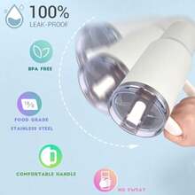 40 Oz Tumbler With Handle Quenchers ProTour Detachable Flip Straw Lid TumblerVacuum Insulated Tumblers With Top Leak Proof Lids And Flip Straw Reusable Insulated Cup Cream White 40 Oz - Cream White - View 4