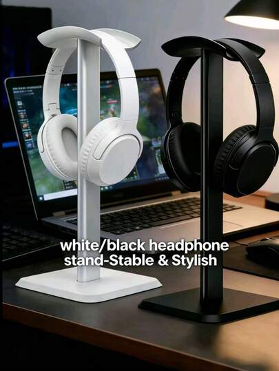 1pc Minimalist & Elegant Headphone Stand, Desk-Top Headphone Holder, Black & White Color Options, Stable & Non-Slip Headphone Storage Rack