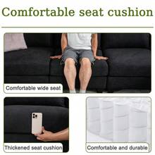 Valacasa 122.8'' Modular Sectional Sofa U-Shaped Oversized Corner Sofa With Storage Ottoman Comfortable Thickened Seat Cushion 6-Seater Modern Living Room Sofa - Black + Linen + 6 Seat + Foam - View 9