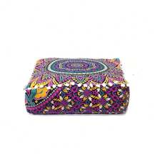 CRAFT CASTLE Floor Pillows & Cushion Covers Decorative Hippie Mandala Pouf Pillow Covers Seating Meditation Cushion Cover Large Boho Ottoman Case Pillowcase Couch New Pink, 16\ Square - 新粉紅 - 查看 2