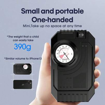  Carsun 휴대용 타이어 팽창기 펌프, 150PSI 기계식 디스플레이, LED 조명 포함 12V DC 자전거 공기 펌프, 컴팩트하고 편리하며 ABS 수지 및 구리 모터로 제작, 효율적이고 내구성이 뛰어나며 자동차, 오토바이, 에어 매트리스, 축구공, 오토바이 액세서리, 자동차 액세서리에 적합합니다.