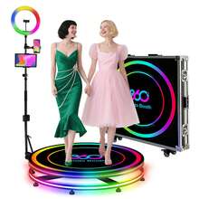 Fotomatón 360 con anillo de luz RGB, logotipo gratuito, control mediante app, fotomatón giratorio automático de 360 grados con estuche de transporte - 80cm/31.5inch - Ver 1