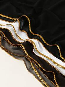 1件新款迪拜中东纯色金色亮片雪纺长围巾头巾 - 彩色 - 查看 5