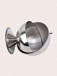 1pc Stainless Steel Sphere Shaped Airtight Spice Jar With Flip Lid, Kitchen Sugar Canister, Double-Sided Seasoning Bottle, Ideal For Storing Sugar And Candies, Kitchen Accessory, Candy Jar - Silver - View 11