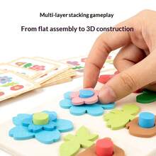 1 Set Puzzle tridimensionale a fiori per l'educazione precoce dei bambini, abbinamento di colori per neonati, puzzle di incastro e impilamento, giocattoli puzzle da costruzione, scheda puzzle di abbinamento a fiori, esercizio di discriminazione dei colori e abilità di pensiero per bambini, giochi da tavolo divertenti per interazione genitore-figlio e sviluppo dell'intelligenza - Multicolore - Visualizzare 8