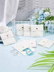 1/20个白色仿皮首饰袋，按扣设计 - 奢华礼品袋，适用于耳环、项链、手镯和戒指 - 非常适合收纳、包装，以及单身派对装饰、婚礼回礼、万圣节装饰、圣诞节装饰 - 米色 - 查看 5