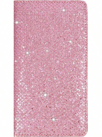 Glitter Bling Checkbook Cover For Girl Women,  Rhombus Pattern RFID Blocking PU Leather Standard Register Check Book Case For Personal Checks With Pen Holder & Divider, Diamond Pink