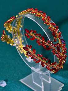 1pc Handmade Luxury Bridal Headband With Crystal Chain, Women's Fashion Charm Headpiece For Wedding, Party, Celebration, Holiday Gift Valentine's Day Accessories