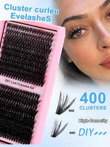 400pcs Eyelash Extensions, D Curl 9-16mm Mixed Length DIY Lash Extensions, 50pcs+60pcs Thick Mixed Set, Fluffy Segmented Lash Extensions, Natural Cluster Lash Extensions, Faux Mink Segmented Lash Extensions - D - View 7