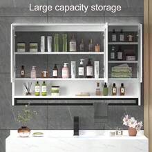 ccArmario con Espejo Inteligente para baño de 40 x 30 Pulgadas con iluminación antivaho y Interruptor táctil Reloj y Pantalla de Temperatura para medicamentos de Pared denn - Negro - Ver 4