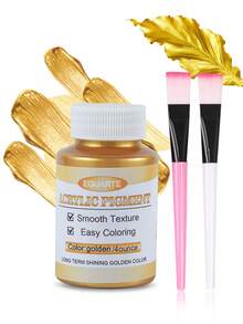 120ml/4oz Metallic Acrylic Paint (2 Brushes Included) - Gold And Silver Water-Based Metallic Leaf Paint, Suitable For Arts & Crafts On Canvas, Wood, Clay, Fabric, Ceramic, Stone, Glass - Multicolor - View 7