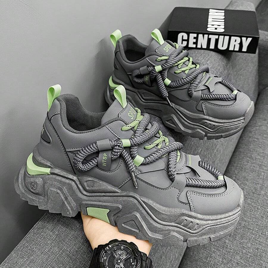 Giày thể thao đế dày tăng chiều cao dành cho nam, giày thể thao thường ngày thoáng khí, giày thể thao đế dày đa năng bằng lưới dành cho nam.