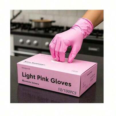 100pcs Pink Disposable Gloves - Latex-Free, Powder-Free Nitrile Gloves, For Household Cleaning, Multi-Purpose Cleaning, Tattooing, And Hair Coloring - Available In Multiple Sizes