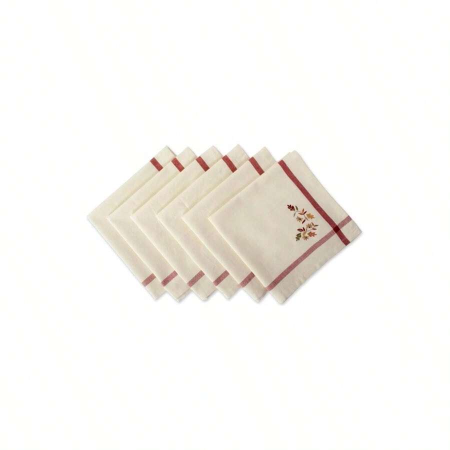 Thankful Autumn Fall Tabletop Decoration, Reversible Table Runner, 14x108, Fall's Bounty - Falling Leaves + 20" X 20" (Set Of 6) - View 1