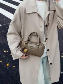 新款时尚波士顿手提包、保龄球包、枕头包、时尚百搭单肩斜挎包，女士适用 - 卡其色 - 查看 7