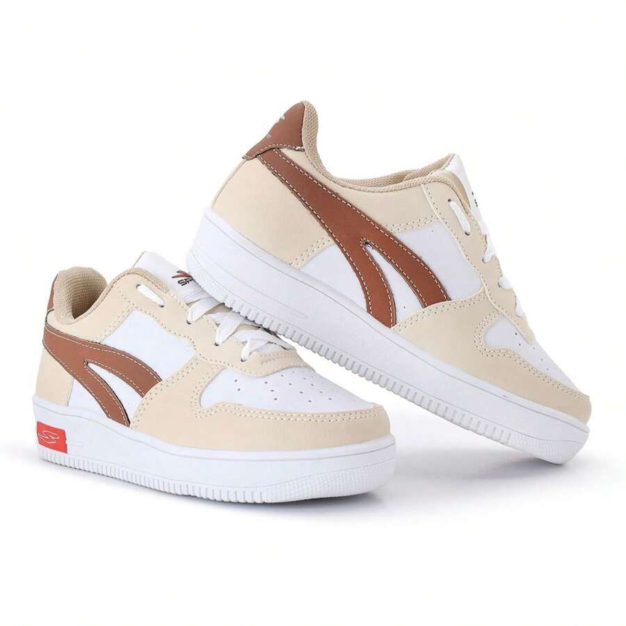 Tenis Infantil Menina Tênis Menino Casual Escolar Casual Dia a Dia Sportconfort Sola Reta Skate Varias Cores Criança - BEGE/MARROM/BCO - Visão 1