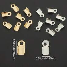 400 pièces/boîte Fournitures pour la création de bijoux DIY, comprenant 6 mm embouts de sertissage, clips pour cordon , fermoirs en forme de langue, couvre-sertissage, embouts de cordon, perles de sertissage pliables, embouts de cordon, anneaux à ressort, convenant pour les bijoux DIY, bracelets, colliers, bracelets de cheville, accessoires de bijouterie, accessoires de perles, fournitures artisanales - extrémité sertie - Voir 6