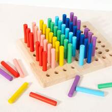 Wooden Colorful Socket Montessori Sensory Integration Teaching Tool Color Cognitive Splicing Sensory Integration Insertion Stick Puzzle Early Education Toy Wooden Children's Early Education Home Kindergarten Puzzle Toy Insertion Stick Montessori Sensory Building Blocks Insertion Stick Color Classification Teaching Tool Children's Montessori Early Education Rainbow Stick Sensory Training Teaching Tool Exercise Hands Fine Color Cognitive Wooden Toys Strong And Durable Holiday Gifts - Multicolor - View 3
