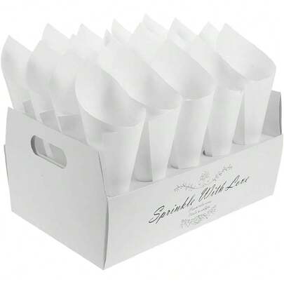 Juego De 20 Soportes Para Conos De Confeti De Boda Con Bandeja Soporte Para Conos De Pétalos De Papel Natural Para Fiesta De Compromiso Y Cumpleaños 12.99X8.07X3.74 Pulgadas,37634312