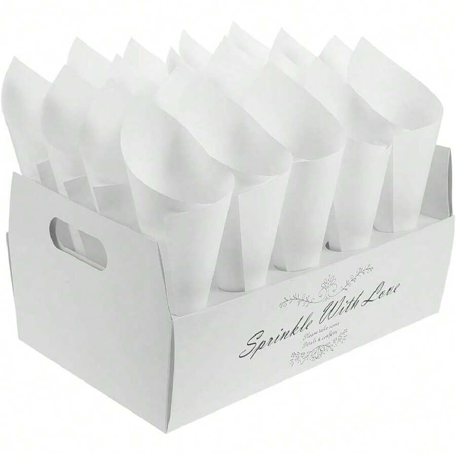 Juego De 20 Soportes Para Conos De Confeti De Boda Con Bandeja Soporte Para Conos De Pétalos De Papel Natural Para Fiesta De Compromiso Y Cumpleaños 12.99X8.07X3.74 Pulgadas,37634312 - Multicolor - Ver 1